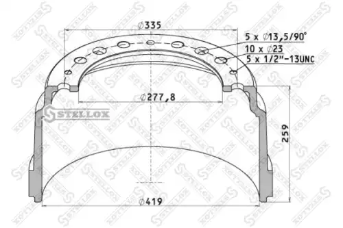 Тормозной барабан STELLOX 85-00116-SX
