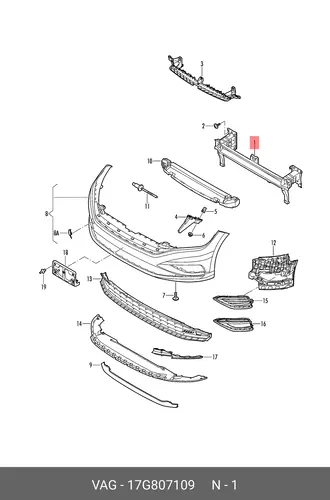 Усилитель бампера VAG 17G807109