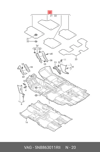 Коврики в салон VAG 5NB863011RII