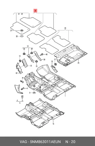 Коврики в салон VAG 5NM863011AEUN
