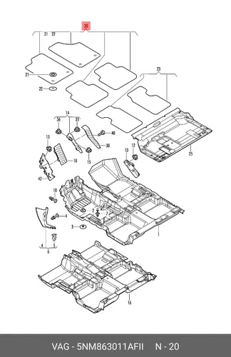 Коврики в салон VAG 5NM863011AFII