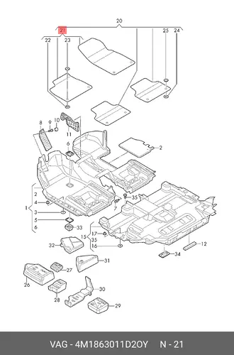 Коврики в салон VAG 4M1863011D2OY