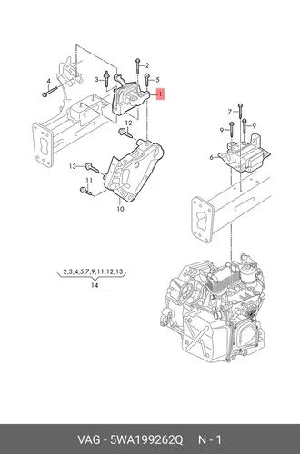 Опора двигателя 5WA199262Q VAG