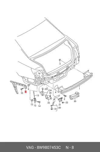 Направляющая 8W9807453C VAG