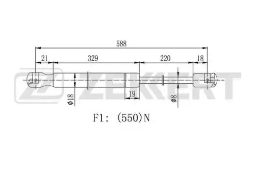 Амортизатор (упор) багажника ZEKKERT GF2170