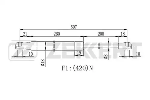 Амортизатор (упор) багажника ZEKKERT GF2203