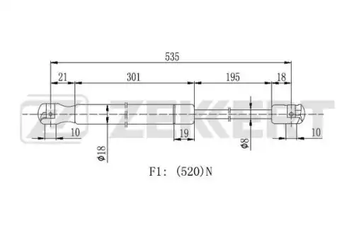 Амортизатор (упор) багажника ZEKKERT GF2205
