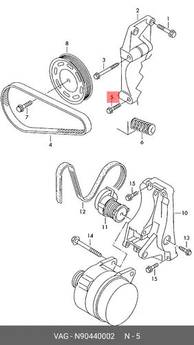 Болт м8 35 №14 N90440002 VAG