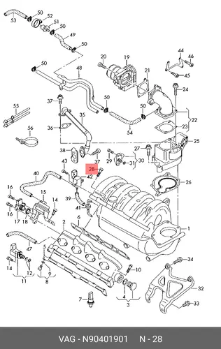 Болт с шестигранной N90401901 VAG