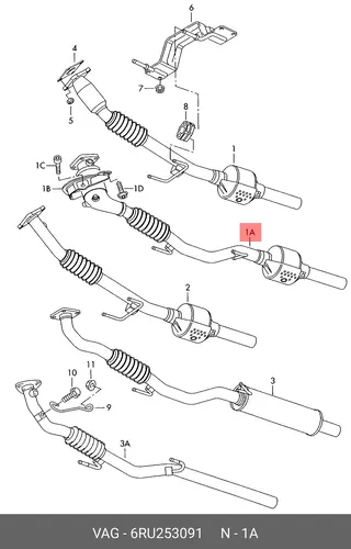 Гофра глушителя VAG 6RU253091 L= d=