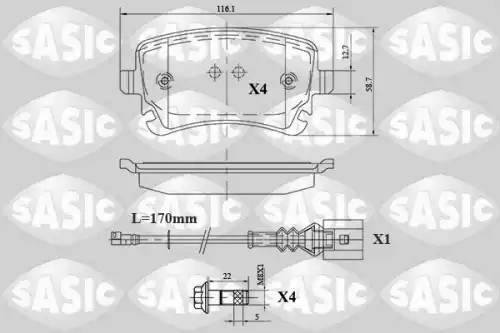 Тормозные колодки дисковые SASIC 6216088