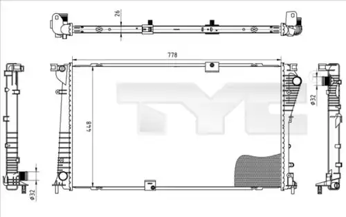 Радиатор системы охлаждения двигателя TYC 725-0045