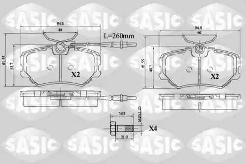 Тормозные колодки дисковые SASIC 6210063