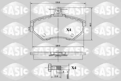 Тормозные колодки дисковые SASIC 6216101
