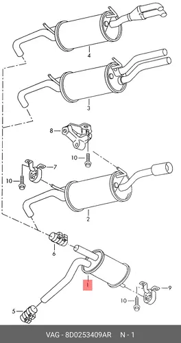 Средний глушитель 8D0253409AR VAG