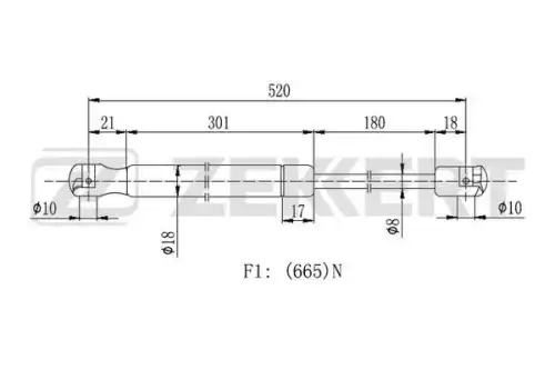 Амортизатор (упор) багажника ZEKKERT GF1685