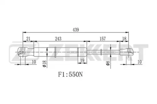 Амортизатор (упор) багажника ZEKKERT GF2255
