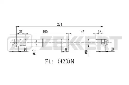 Амортизатор (упор) багажника ZEKKERT GF2264