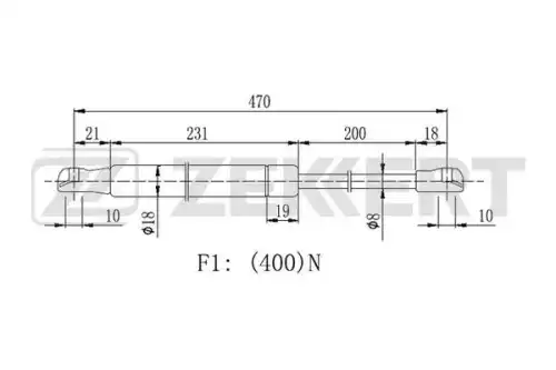 Амортизатор (упор) багажника ZEKKERT GF2301