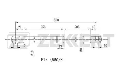 Амортизатор (упор) багажника ZEKKERT GF2225