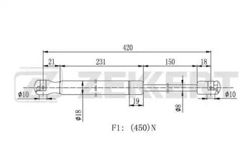 Амортизатор (упор) багажника ZEKKERT GF2228