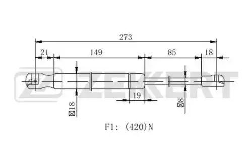 Амортизатор (упор) багажника ZEKKERT GF2270
