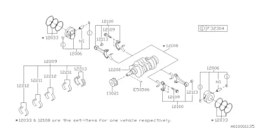 PISTON SET 12006AC830 SUBARU
