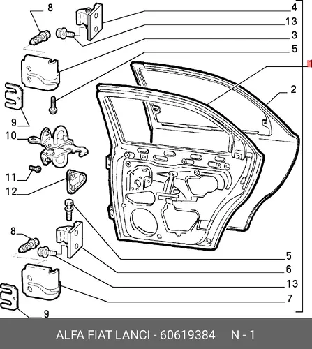 ДВЕРЬ SN COMPL 60619384 ALFA ROMEO