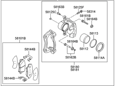 Brake assy - front, lh 581103X100 HYUNDAI