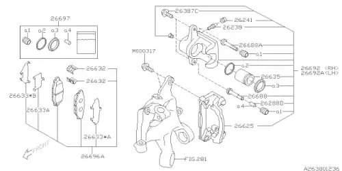 DISK BRAKE KIT-PAD LESS,REAR RIGHT 26692AJ000 SUBARU