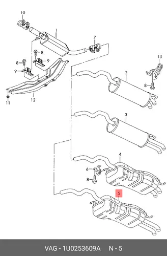 Задний глушитель 1U0253609A VAG
