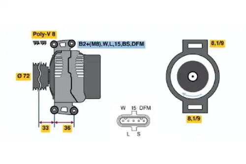 Генератор BOSCH 0 124 555 008