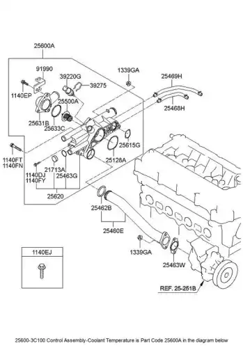 Контроллер в сборе-температурн. 256003C100 HYUNDAI