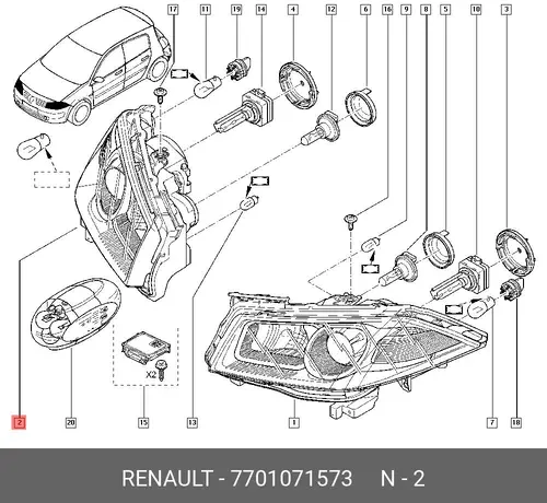 Фара RENAULT 7701071573
