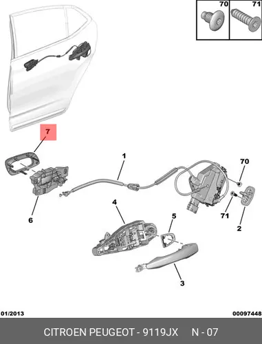 ДЕКОР. ЭЛЕМ ДИСТАНЦ ПРИВ ДВЕРИ, ПРАВЫЙ 9119 JX PSA