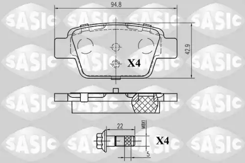 Тормозные колодки дисковые SASIC 6216065
