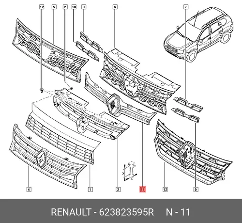 Решетка радиатора RENAULT 623823595R