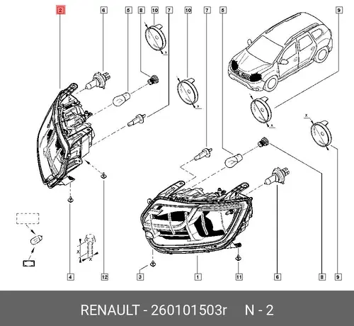 Фара RENAULT 260101503R