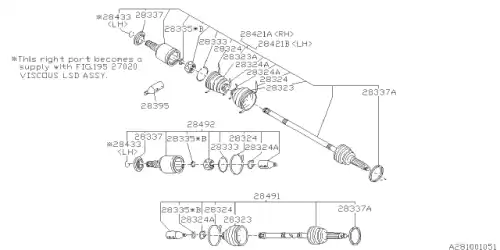 BJ-SHAFT & BOOT KIT,REAR 28091PA012 SUBARU