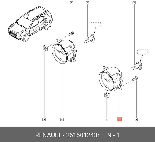 Фара противотуманная RENAULT 261501243R
