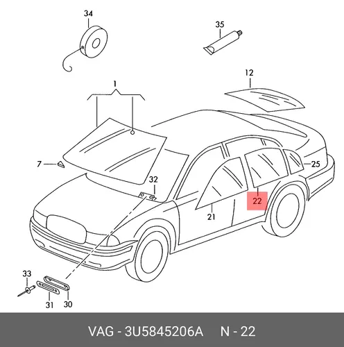 Стекло двери 3U5845206A VAG
