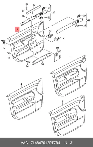 Обивка двери (кожа) anthrazit 7L6867012DT7B4 VAG