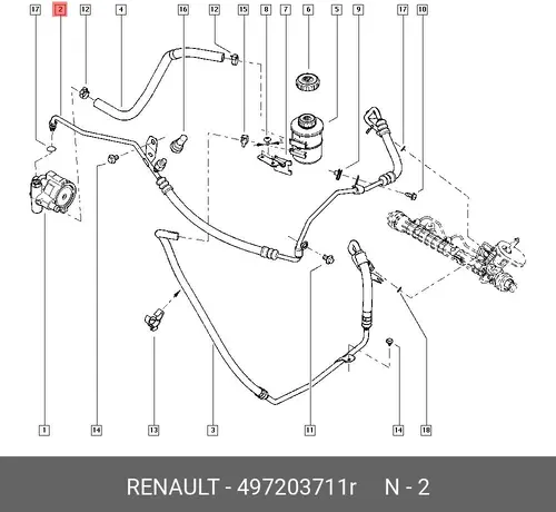 Шланг ГУР RENAULT 497203711R