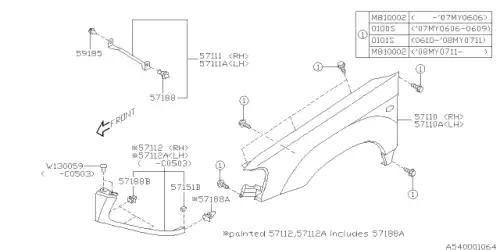 STAY ASSEMBLY-FRONT FENDER RIGHT 57121SA000 SUBARU