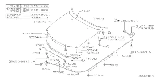 SEAL-FRONT HOOD 57252AC010 SUBARU
