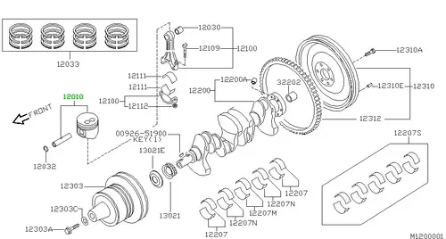 PISTON W PIN 12010G5564 NISSAN