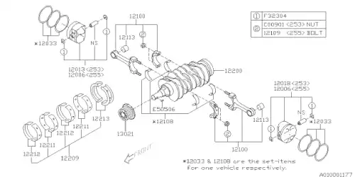PISTON SET 12006AD670 SUBARU