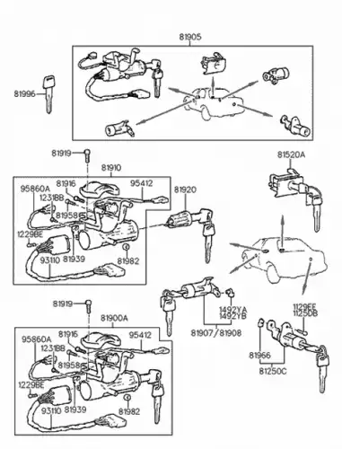 Clip - trunk lid lock lever 8196636000 HYUNDAI