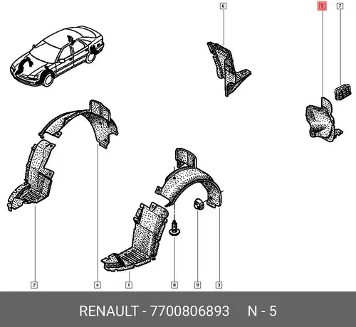 Подкрылок RENAULT 7700806893