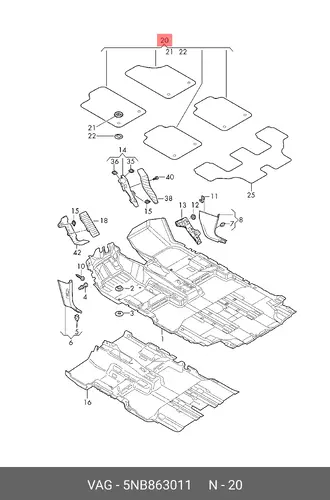 Коврики в салон VAG 5NB863011
